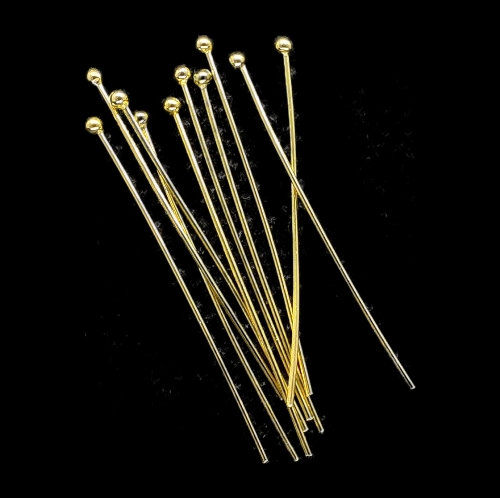 24kt Gold Plated 925 Silver 35mm Ball Head Pins