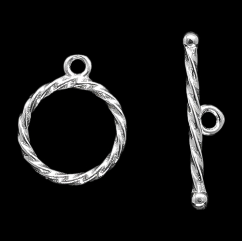 925 Silver - 12mm Rope Detail Toggle Clasp