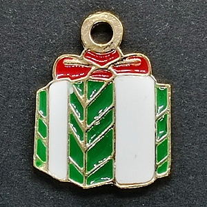 Sterling silver enamel Christmas tree charm .