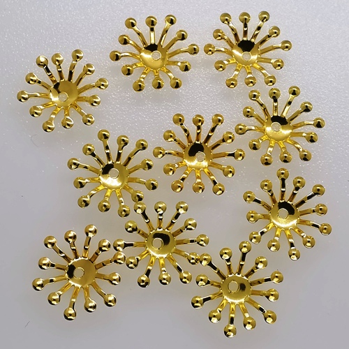 Daisy Flower Bead Caps - Gold Plated