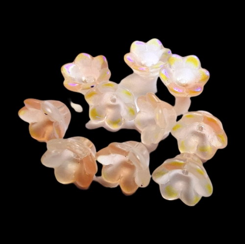 Pressed Glass Bell Flowers Pink AB Lustre