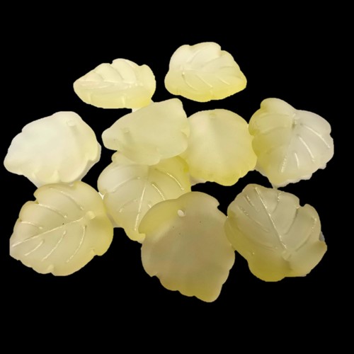 Pressed Glass Leaf Beads Lemon