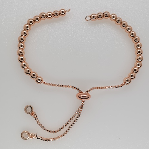 Slider Bracelet with Rhinestone Details - Rose Gold Finished